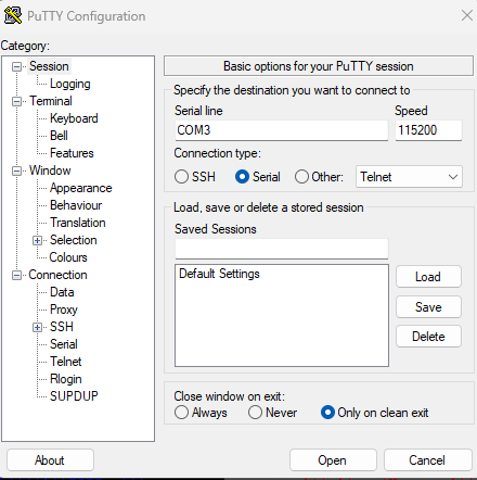PuTTY Screenshot